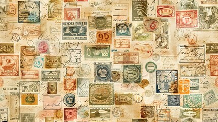 vintage stamp pattern wallpaper