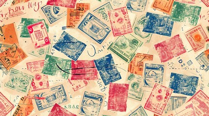 vintage stamp pattern wallpaper