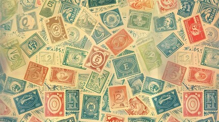 vintage stamp pattern wallpaper