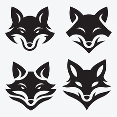 Obraz premium Fox Logo Silhouette Bundle Clip Art Vector Illustration