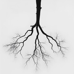 Abstract Tree Branches Silhouette in Black and White