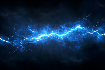Fototapeta premium A vibrant depiction of blue lightning against a dark background, emphasizing energy and power.