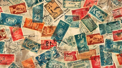 Obraz premium vintage stamp pattern wallpaper