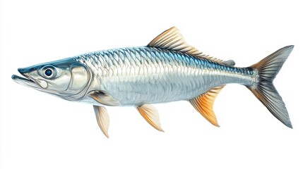 Fototapeta premium Tarpon clipart, element, 3D illustration, realistic, isolated on white background