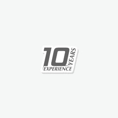 Experience 10 years sticker isolated on gray background