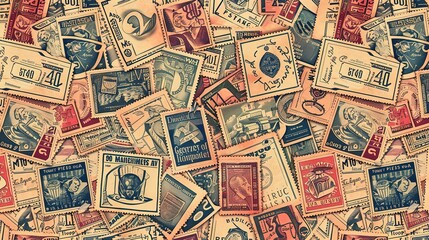 Obraz premium vintage stamp pattern wallpaper