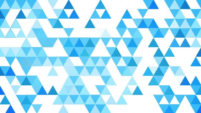Blue triangular mosaic pattern. Abstract geometric polygonal background. Loop motion graphic.