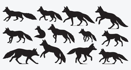 Obraz premium Fox Logo Silhouette Bundle Clip Art Vector Illustration
