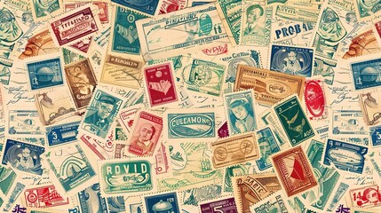 Fototapeta premium vintage stamp pattern wallpaper