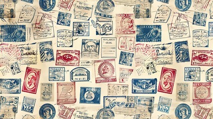 vintage stamp pattern wallpaper