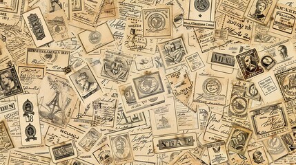 vintage stamp pattern wallpaper