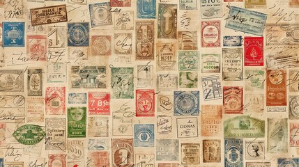 vintage stamp pattern wallpaper
