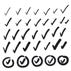 Sketched Check Marks, Tick Symbols, Checkmark Signs