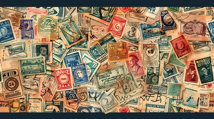 vintage stamp pattern wallpaper