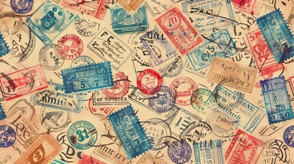 vintage stamp pattern wallpaper