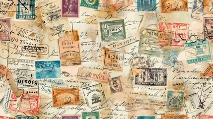Fototapeta premium vintage stamp pattern wallpaper
