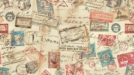 vintage stamp pattern wallpaper