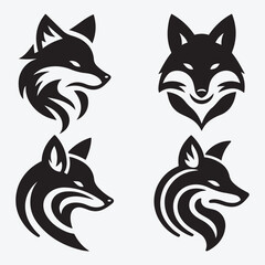 Fototapeta premium Fox Logo Silhouette Bundle Clip Art Vector Illustration
