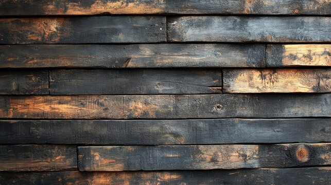 weathered wooden planks with dark finish, rustic texture backdrop. vintage design and organic concept