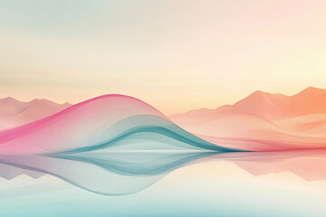 Fototapeta premium Abstract landscape with pastel waves and mountains