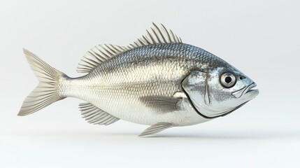Fototapeta premium Sea bream clipart, element, 3D illustration, realistic, isolated on white background