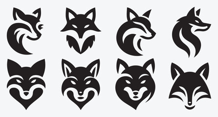 Fototapeta premium Fox Logo Silhouette Bundle Clip Art Vector Illustration