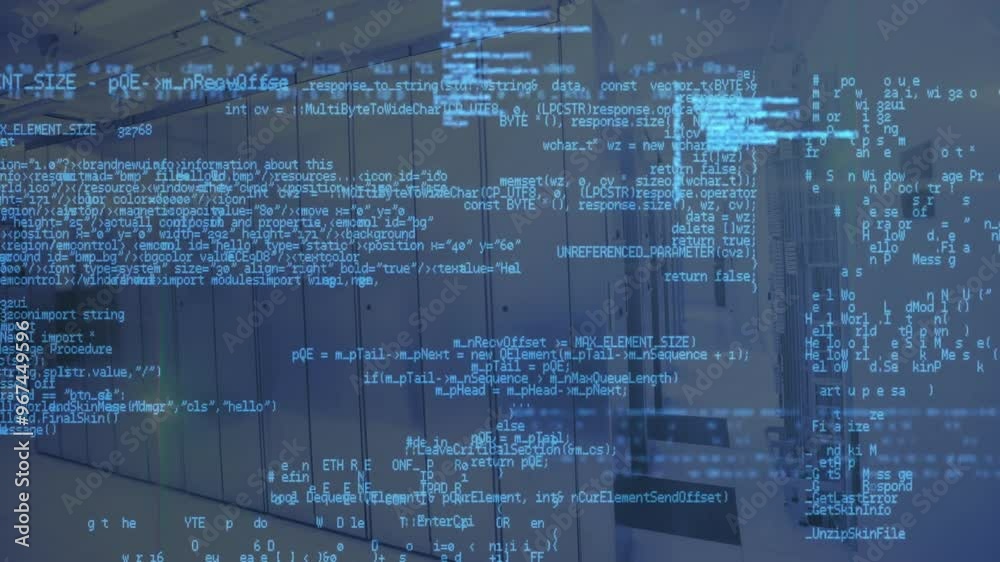 Poster animation of digital data processing over computer servers