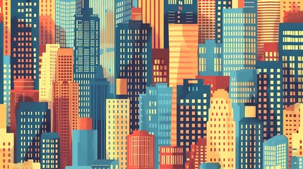Obraz premium Cityscape pattern wallpaper