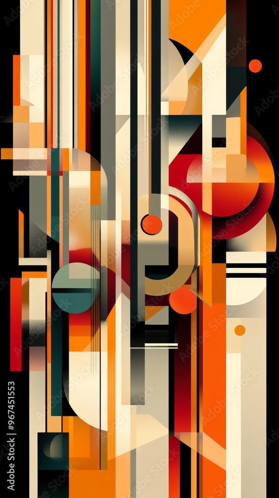 Poster abstract geometric pattern with vibrant colors, modern art design concept