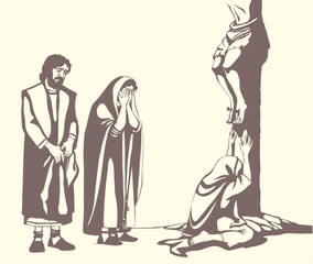 Vector drawing. Jesus on the cross