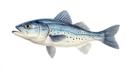 Fototapeta premium Bluefish clipart, element, 3D illustration, realistic, isolated on white background