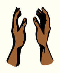 Young human hands. Vector drawing