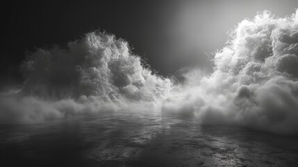 Fototapeta premium Smoke Black Ground Fog Cloud Floor Mist Background Steam