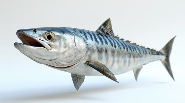 King mackerel clipart, element, 3D illustration, realistic, isolated on white background