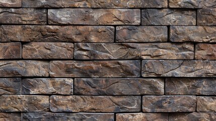 Construction of a brick wall in brown color