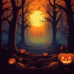 halloween background with pumpkins