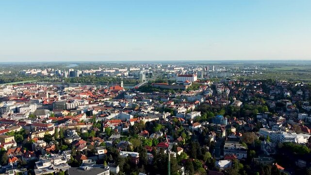 Stunning 4K drone footage of Bratislava Castle. Explore breathtaking aerial views of this iconic hilltop fortress overlooking the Danube River and the beautiful city of Bratislava