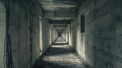 Corridor in a deserted concrete structure