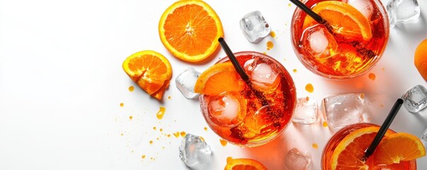 Refreshing Aperol Spritz cocktail with orange slices and ice cubes, perfect for summer gatherings and relaxing moments