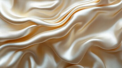 Fototapeta premium luxurious creamcolored satin fabric draped in elegant folds soft diffused lighting accentuating smooth texture and subtle sheen minimalist composition with gentle shadows adding depth
