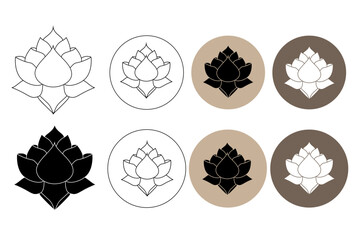 Set of lotus minimalist line art style logo design. beauty, luxury spa ,nature,gold. Premium Vector