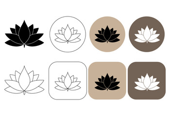Lotus flower. Line Contour vector illustration for logo, design, packaging, corporate identity, labels, postcards, invitations.
