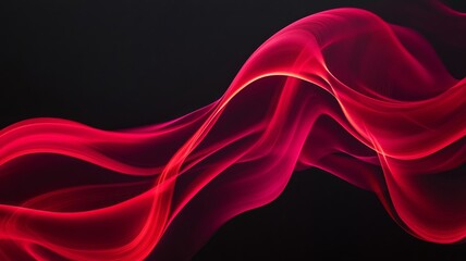 Obraz premium Abstract red smoke waves on black background, flowing energy concept