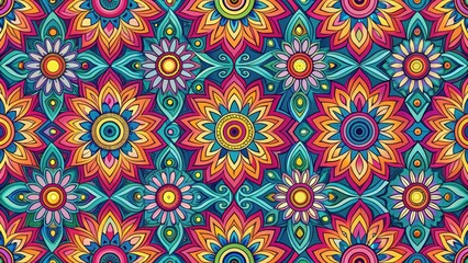 Contemporary seamless repeating pattern with abstract shapes and vibrant colors, modern, design, geometric, artwork