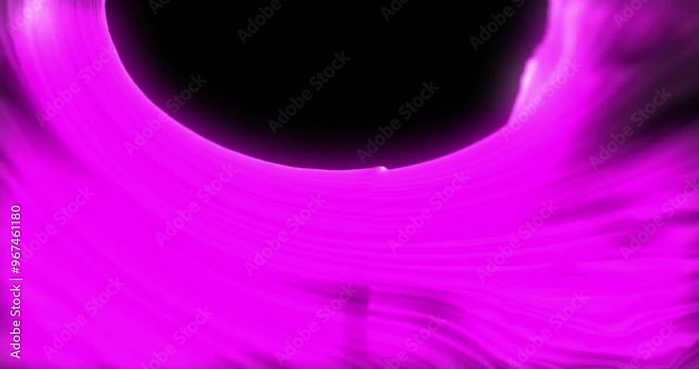 Sticker animation of glowing light trails moving over black background