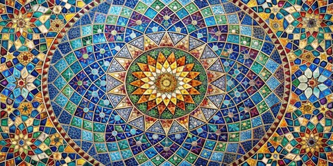 Transcendent geometric mosaic with boundless intuitive expanse , sacred, spiritual, abstract, geometric, artistic, pattern