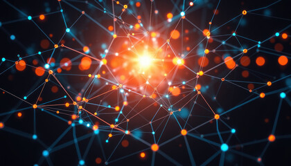 Fototapeta premium Abstract polygonal space low poly dark background with connecting dots and lines. Connection structure. Futuristic technology. Modern internet hexagon shape. Molecular science sparse . Big data