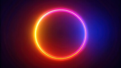 Abstract glowing neon circle with red, orange, and purple border on dark background , neon, circle, abstract, glowing, red