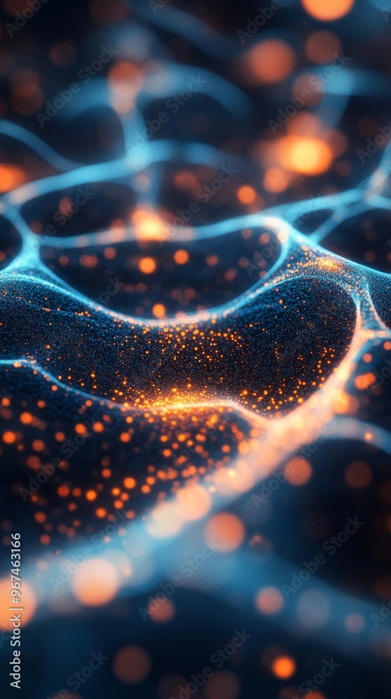 Poster Abstract digital network with glowing nodes