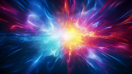 vibrant cosmic explosion of colors colliding in space